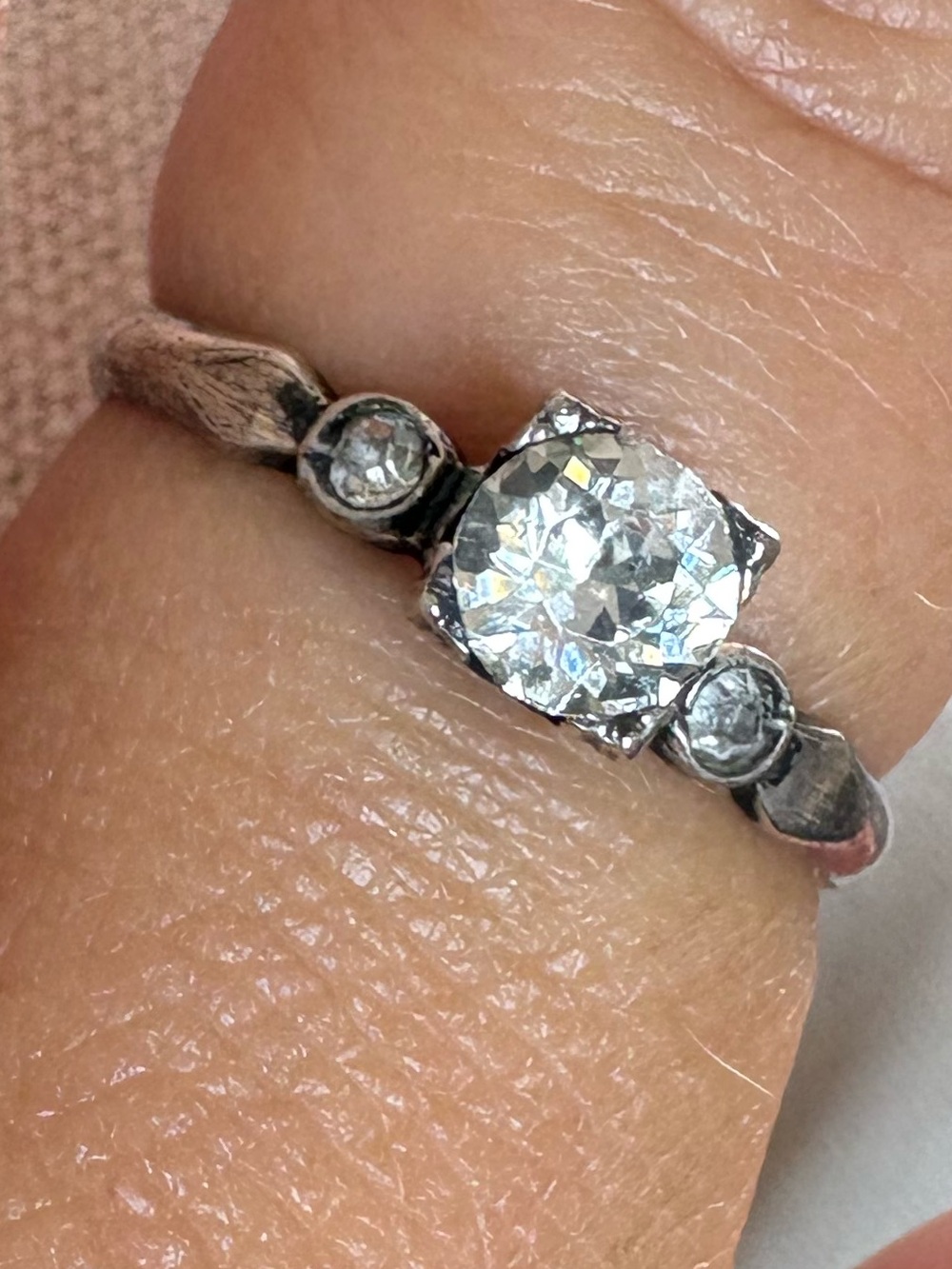 Vintage Clark & Coombs Sterling Silver Three Stone Ring Size 9